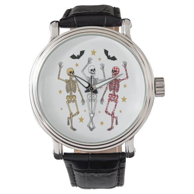 Dansend Skelet Halloween Horloge (Voorkant)
