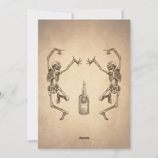 Dansend Skelet  Halloween Invitation Feestdagenkaart (Achterkant)