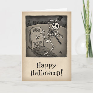dansend skelet   Halloween Kaart