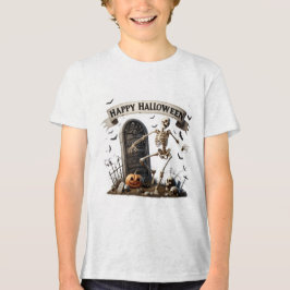Dansend Skelet Halloween Ontwerp Tri-Blend Shirt