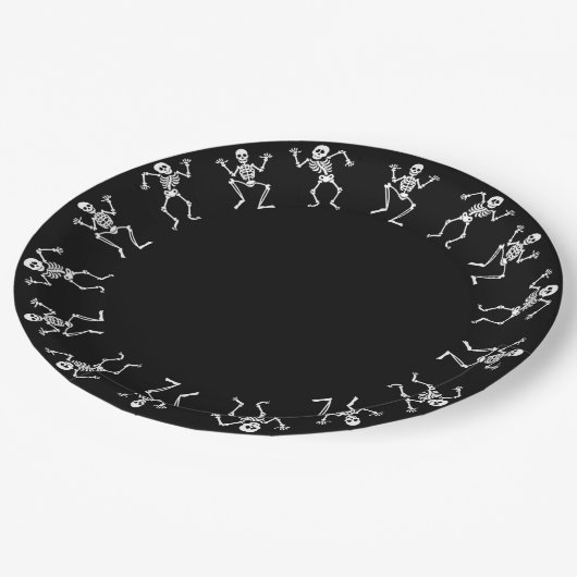 Dansend Skelet Halloween Papier Borden Papieren Bordje (Gekanteld)