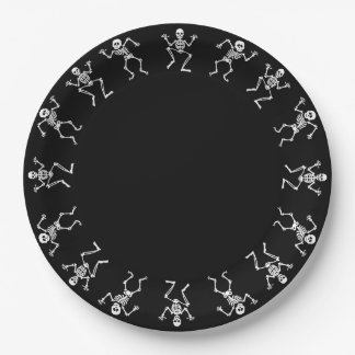Dansend Skelet Halloween Papier Borden Papieren Bordje