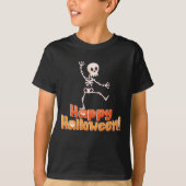 Dansend skelet "Happy Halloween" T-shirt (Voorkant)