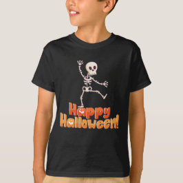 Dansend skelet "Happy Halloween" T-shirt