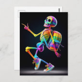 Dansend skelet in regenboogkleuren briefkaart (Voorkant / Achterkant)
