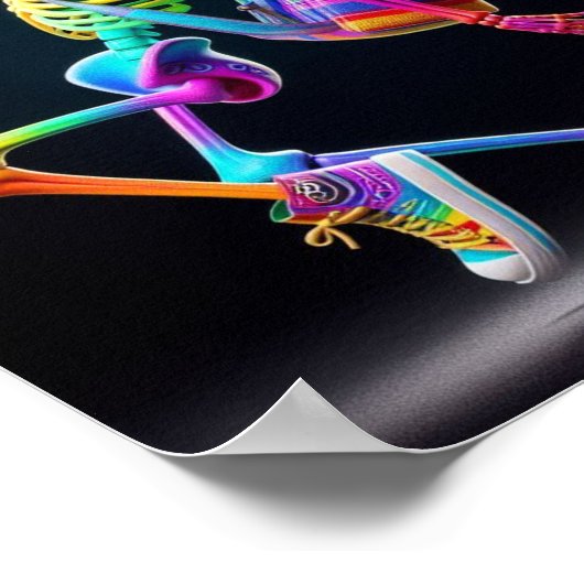 Dansend skelet in regenboogkleuren poster (Hoek)