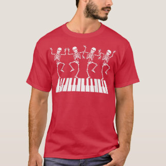 Dansend Skelet in T-Shirt, Pianoshirt T-shirt