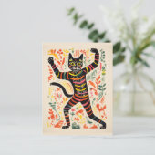 Dansend Skelet Kat Grappig Halloween Briefkaart (Staand voorkant)