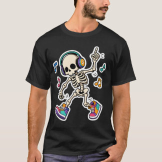 Dansend Skelet met Koptelefoons T-shirt
