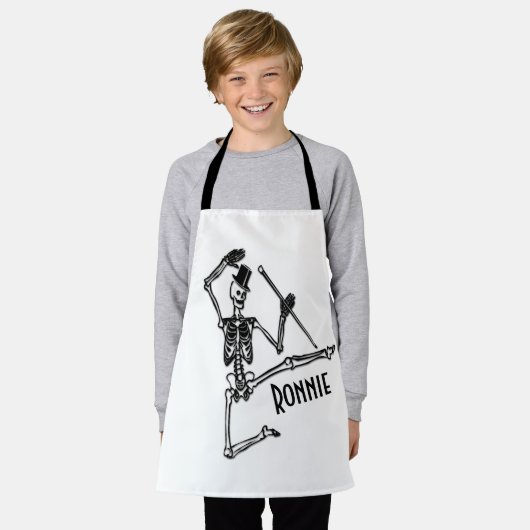 Dansend Skelet met naam Schort (Gedragen)