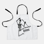 Dansend Skelet met naam Schort (Voorkant)