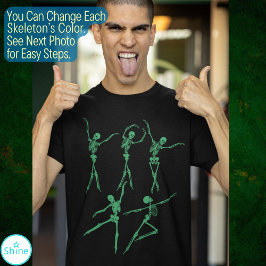 Dansend skelet met rotsachtige rommel t-shirt