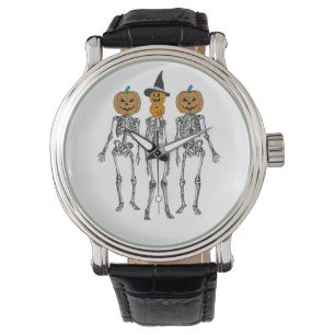 Dansend Skelet Pompoen Hoofd Grappige Halloween Horloge