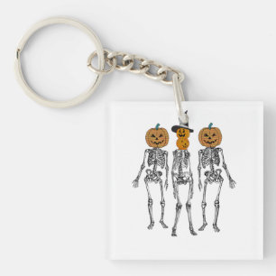 Dansend Skelet Pompoen Hoofd Grappige Halloween Sleutelhanger