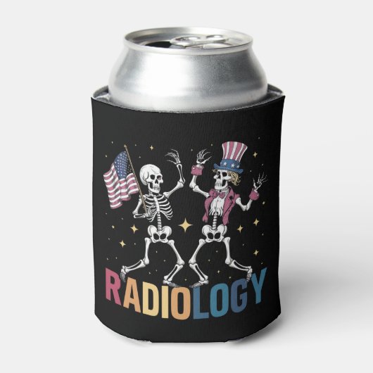 Dansend Skelet Radiologie X-ray Tech Patriottisch Blikjeskoeler (Blikje Voorkant)
