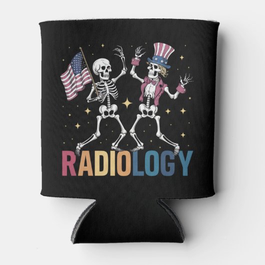 Dansend Skelet Radiologie X-ray Tech Patriottisch Blikjeskoeler (Voorkant)