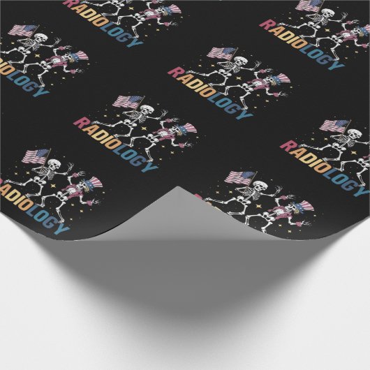 Dansend Skelet Radiologie X-ray Tech Patriottisch Cadeaupapier (Hoek)