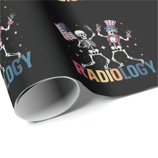 Dansend Skelet Radiologie X-ray Tech Patriottisch Cadeaupapier (Rol Hoek)