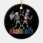 Dansend Skelet Radiologie X-ray Tech Patriottisch Keramisch Ornament (Voorkant)