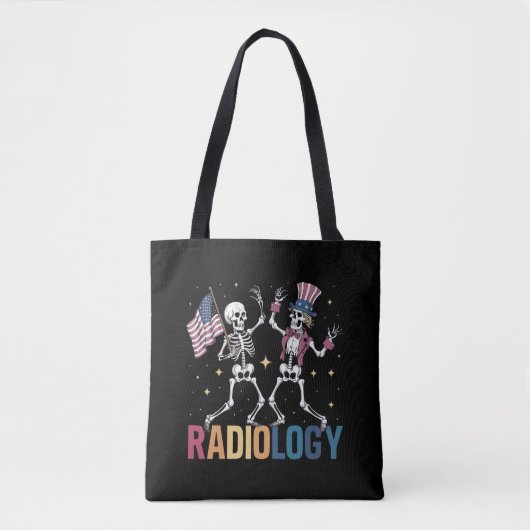 Dansend Skelet Radiologie X-ray Tech Patriottisch Tote Bag (Voorkant)