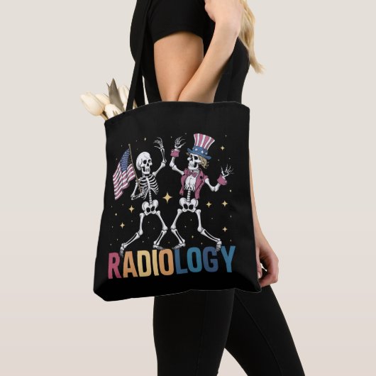 Dansend Skelet Radiologie X-ray Tech Patriottisch Tote Bag (Dichtbij)