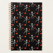 Dansend Skelet Rode Harten Liefde Grappige Hallowe Planner (Voorkant)