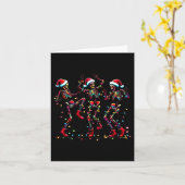 Dansend Skelet Santa Xmas Light Christmas Kaart (Gele Bloem)