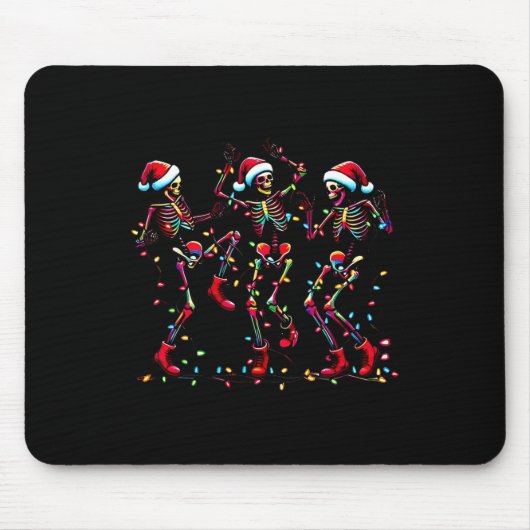 Dansend Skelet Santa Xmas Light Christmas Muismat (Voorkant)
