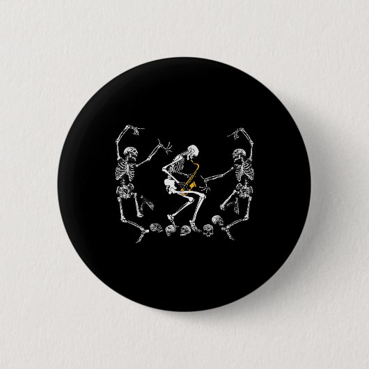 Dansend Skelet Saxofoon spelend Halloween Ronde Button 5,7 Cm (Voorkant)