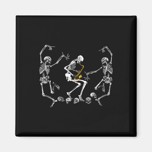 Dansend skelet spelen saxofoon Halloween Magneet (Voorkant)
