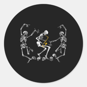 Dansend skelet spelen saxofoon Halloween Ronde Sticker