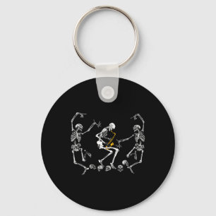 Dansend skelet spelen saxofoon Halloween Sleutelhanger