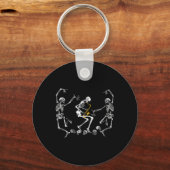 Dansend skelet spelen saxofoon Halloween Sleutelhanger (Voorkant)