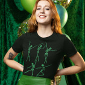Dansend skelet spooky green Happy Halloween T-shirt