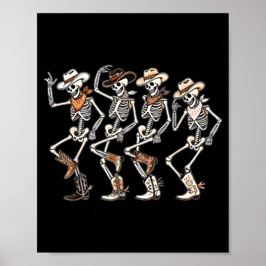 Dansend Skelet Westers Land Rodeo Halloween Poster (Voorkant)