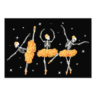 Dansend Skeleton Ballerina Ballet Dance Halloween Foto Afdruk