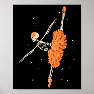 Dansend Skeleton Ballerina Ballet Dance Halloween Poster
