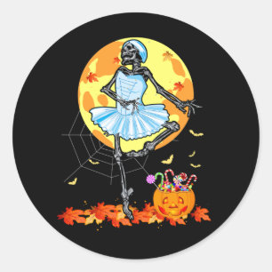 Dansend Skeleton Ballerina Ballet Dance Halloween Ronde Sticker