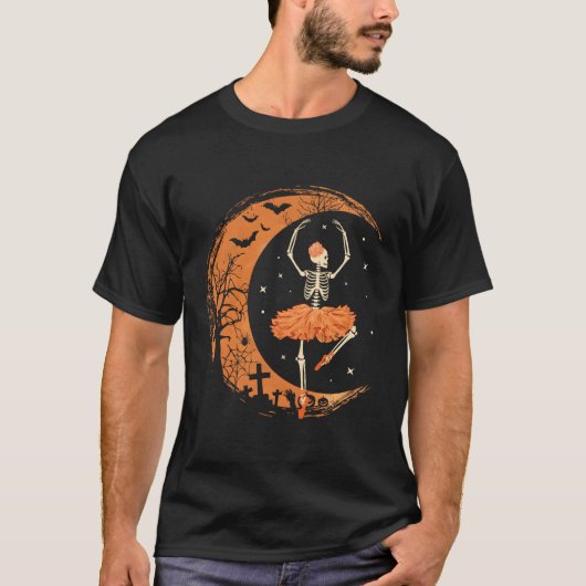 Dansend Skeleton Ballerina Ballet Dance Halloween T-shirt (Voorkant)