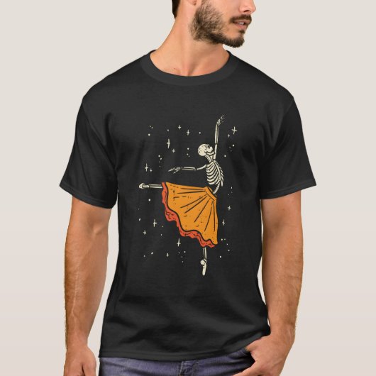 Dansend Skeleton Ballerina Ballet Dance Halloween T-shirt (Voorkant)