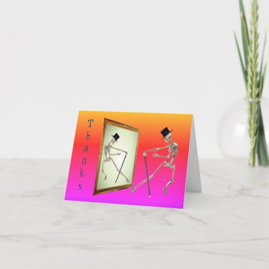 Dansend Skeleton Cute Hartelijk dank Bedankkaart (Voorkant)