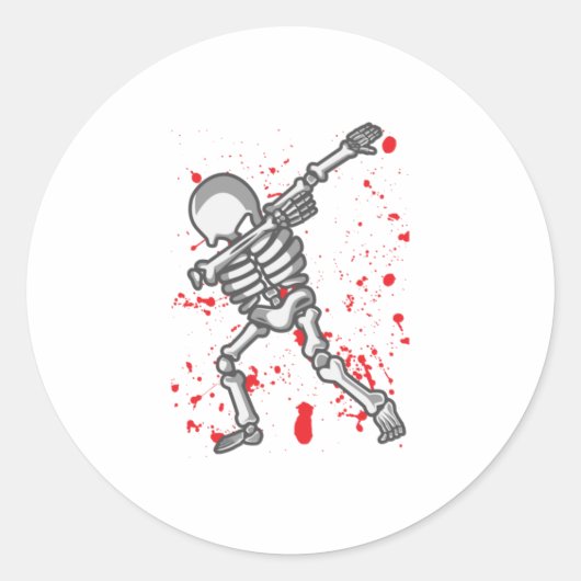 Dansend Skeleton Funny Halloween Ronde Sticker (Voorkant)