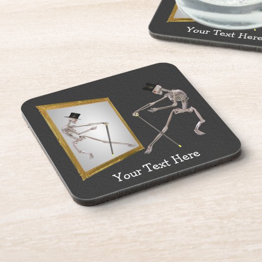 Dansend Skeleton Funny Onderzetter Set (Linkerzijde)