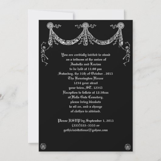 Dansend Skeleton Garland Gothic Wedding Kaart (Voorkant)