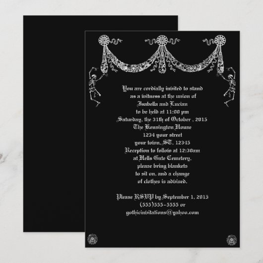 Dansend Skeleton Garland Gothic Wedding Kaart (Voorkant / Achterkant)