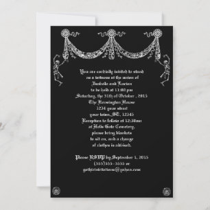 Dansend Skeleton Garland Gothic Wedding Kaart