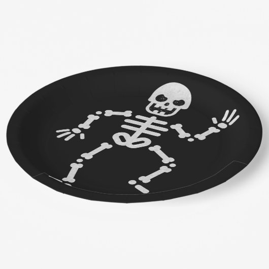 Dansend Skeleton Glitter Halloween Papieren Bordje (Gekanteld)