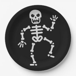 Dansend Skeleton Glitter Halloween Papieren Bordje