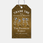 Dansend Skeleton Gold Glitter Halloween Hartelijk  Cadeaulabel (Voorkant)