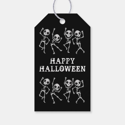 Dansend Skeleton Gold Glitter Halloween Hartelijk  Cadeaulabel (Achterkant)